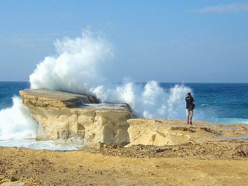 Wave crashing against a rock GIF in Marsalforn, Island of Gozo, Malta